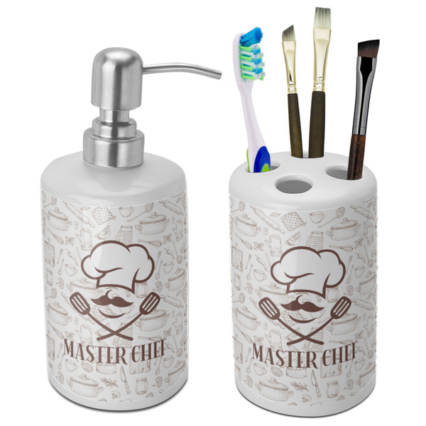 Custom Master Chef Ceramic Bathroom Accessories Set (Personalized)