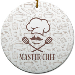 Master Chef Round Ceramic Ornament w/ Name or Text