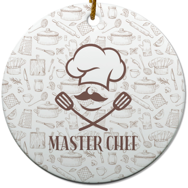 Custom Master Chef Round Ceramic Ornament w/ Name or Text