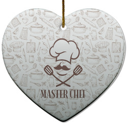 Master Chef Heart Ceramic Ornament w/ Name or Text