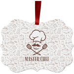 Master Chef Metal Frame Ornament - Double Sided w/ Name or Text