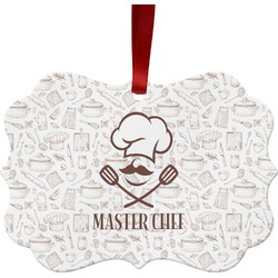 Master Chef Metal Frame Ornament - Double Sided w/ Name or Text
