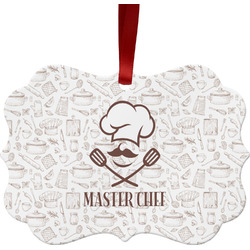 Master Chef Metal Frame Ornament - Double Sided w/ Name or Text