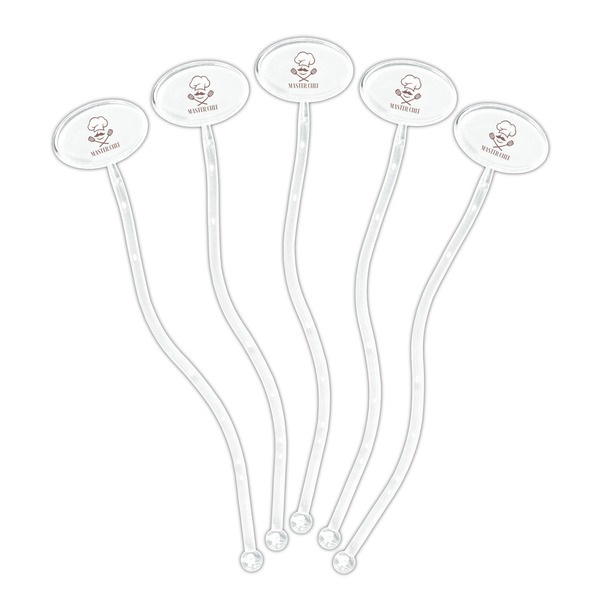 Master Chef Clear Plastic 7" Stir Stick - Oval - Fan