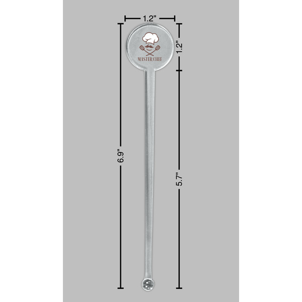 Master Chef Clear Plastic 7" Stir Stick - Round - Dimensions