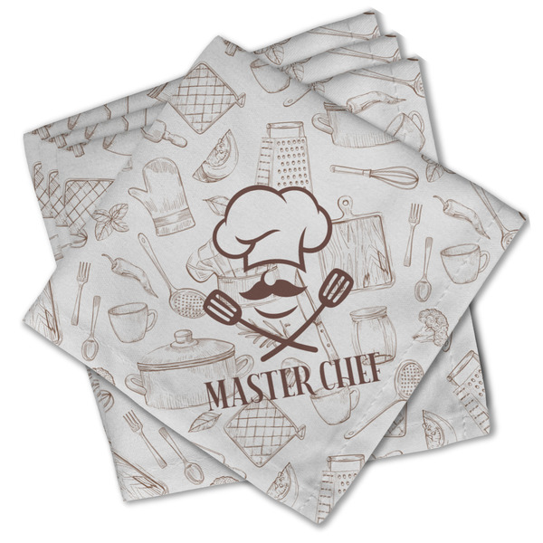 Custom Master Chef Cloth Cocktail Napkins - Set of 4 w/ Name or Text