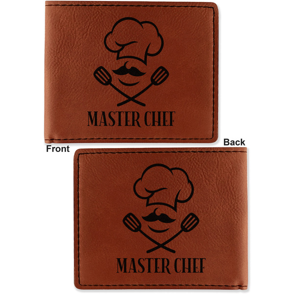 Master Chef Cognac Leatherette Bifold Wallets - Front and Back