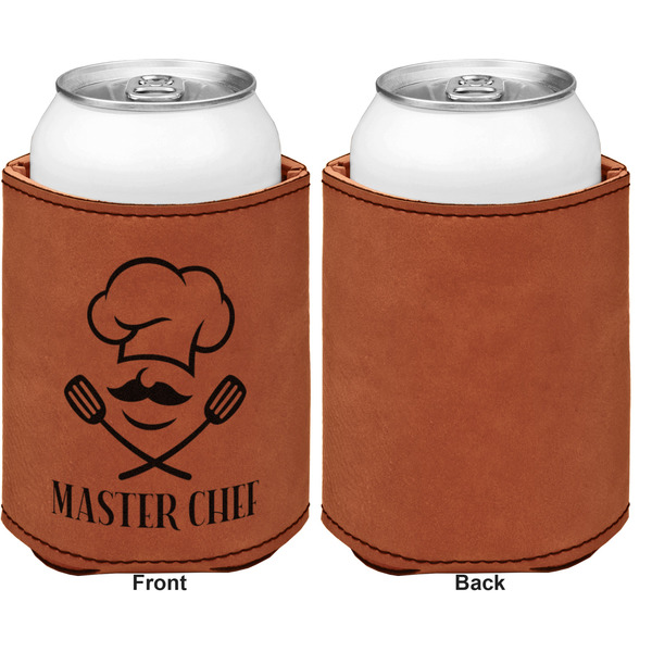 Master Chef Cognac Leatherette Can Sleeve - Single Sided Front and Back
