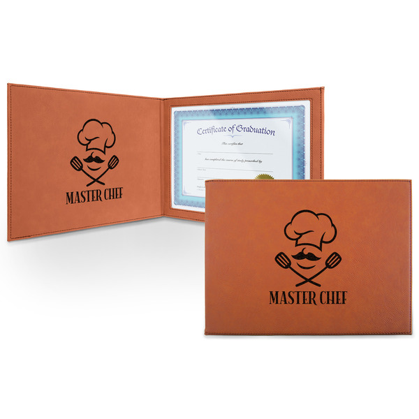 Custom Master Chef Leatherette Certificate Holder - Front and Inside (Personalized)