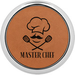 Master Chef Set of 4 Leatherette Round Coasters w/ Silver Edge (Personalized)