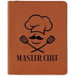 Master Chef Leatherette Zipper Portfolio with Notepad - Double Sided (Personalized)