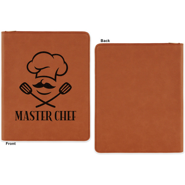 Master Chef Cognac Leatherette Zipper Portfolios with Notepad - Single Sided - Apvl
