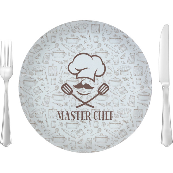 Custom Master Chef 10" Glass Lunch / Dinner Plates - Single or Set (Personalized)