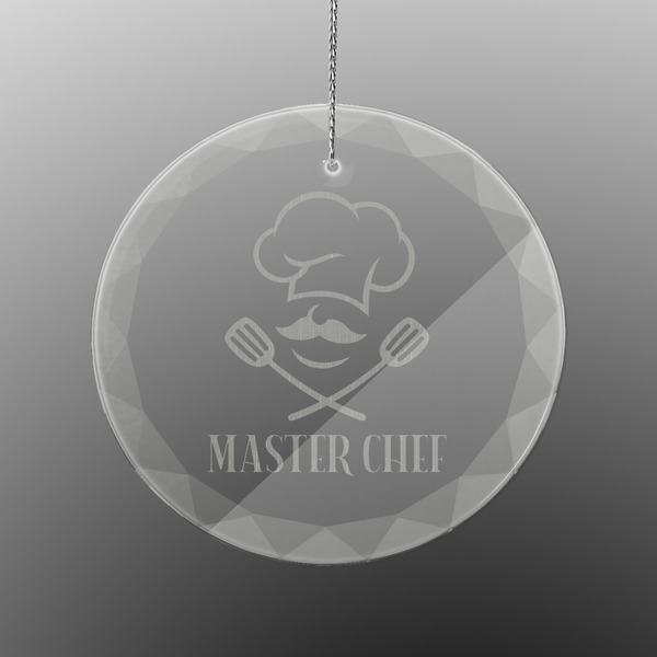 Custom Master Chef Engraved Glass Ornament - Round (Personalized)