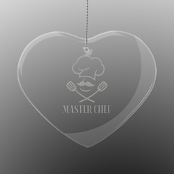 Master Chef Engraved Glass Ornament - Heart (Personalized)