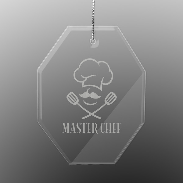 Custom Master Chef Engraved Glass Ornament - Octagon (Personalized)
