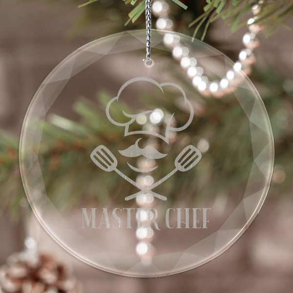 Custom Master Chef Engraved Glass Ornament (Personalized)