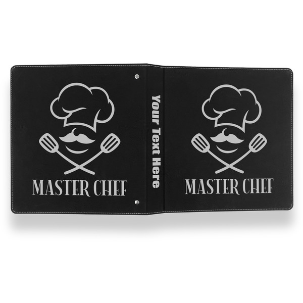 Master Chef Leather Binder - 1" - Black- Back Spine Front View