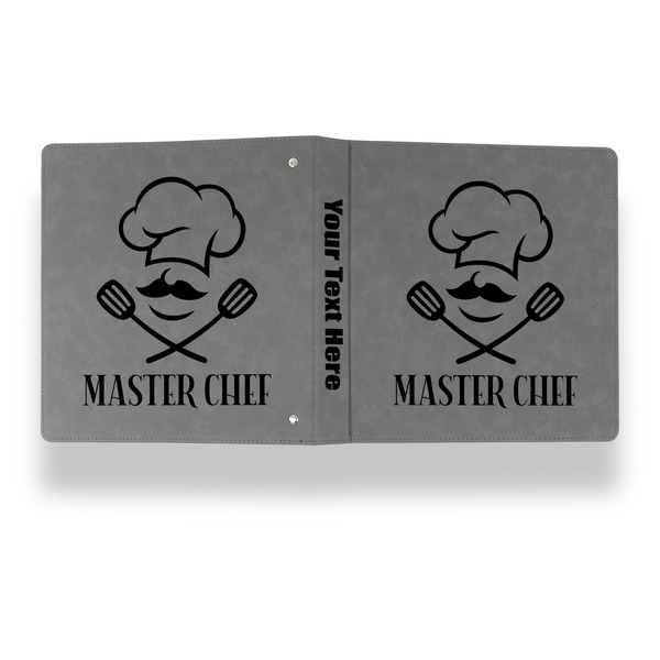 Master Chef Leather Binder - 1" - Grey - Back Spine Front View