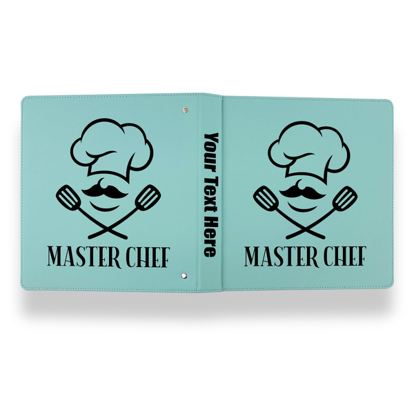 Master Chef Leather Binder - 1" - Teal - Back Spine Front View