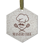 Master Chef Flat Glass Ornament - Hexagon w/ Name or Text