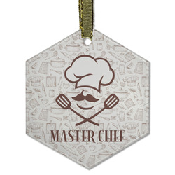 Master Chef Flat Glass Ornament - Hexagon w/ Name or Text
