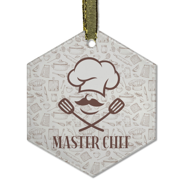 Custom Master Chef Flat Glass Ornament - Hexagon w/ Name or Text