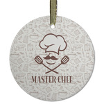 Master Chef Flat Glass Ornament - Round w/ Name or Text