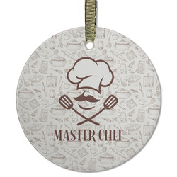 Master Chef Flat Glass Ornament - Round w/ Name or Text