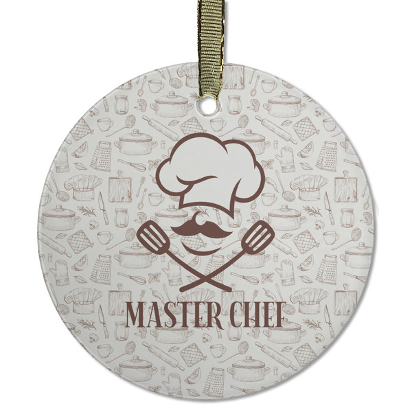 Custom Master Chef Flat Glass Ornament - Round w/ Name or Text