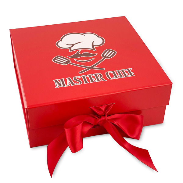 Custom Master Chef Gift Box with Magnetic Lid - Red (Personalized)