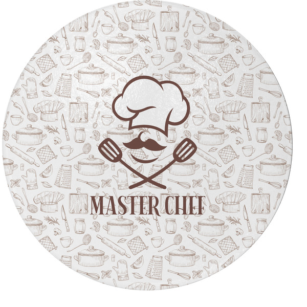 Custom Master Chef Round Glass Cutting Board - Medium (Personalized)