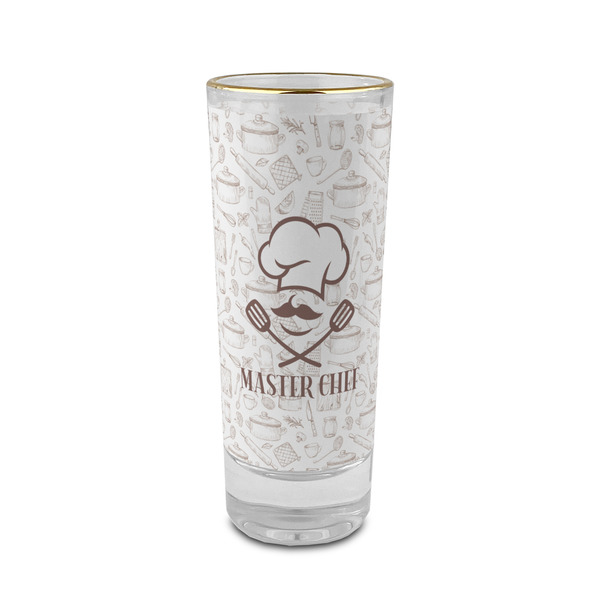 Custom Master Chef 2 oz Shot Glass - Glass with Gold Rim (Personalized)