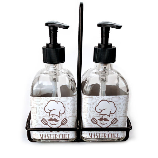 Custom Master Chef Glass Soap & Lotion Bottle Set (Personalized)