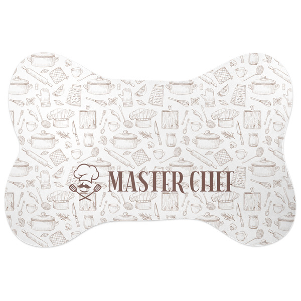 Custom Master Chef Bone Shaped Dog Food Mat (Large) (Personalized)