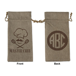 Master Chef Large Burlap Gift Bag - Front & Back (Personalized)