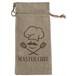 Master Chef Large Burlap Gift Bag - Front (Personalized)