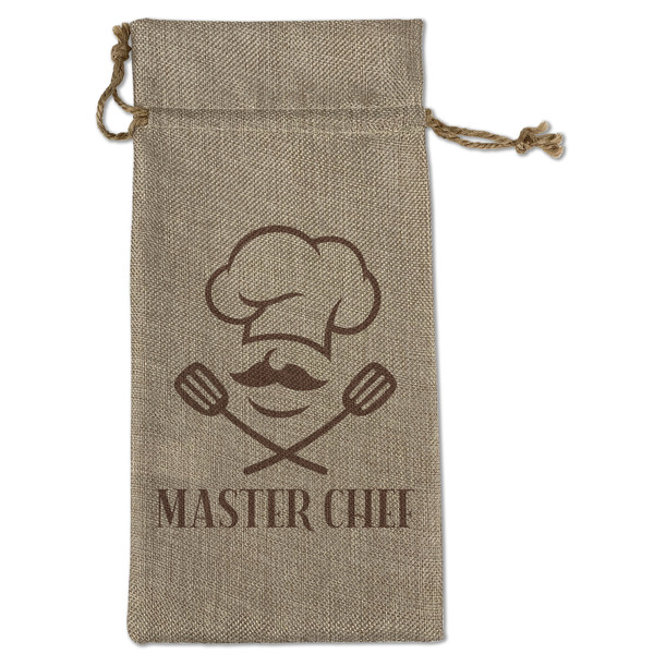 Custom Master Chef Large Burlap Gift Bag - Front (Personalized)