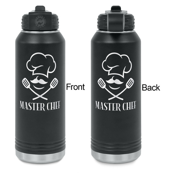 Master Chef Laser Engraved Water Bottles - Front & Back Engraving - Front & Back View