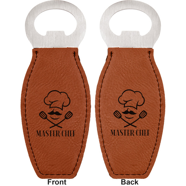 Master Chef Leather Bar Bottle Opener - Front and Back