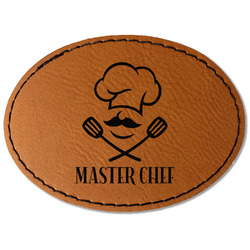 Master Chef Faux Leather Iron On Patch - Oval (Personalized)
