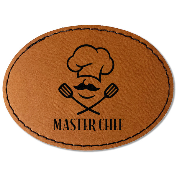 Custom Master Chef Faux Leather Iron On Patch - Oval (Personalized)