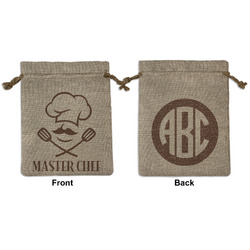 Master Chef Medium Burlap Gift Bag - Front & Back (Personalized)