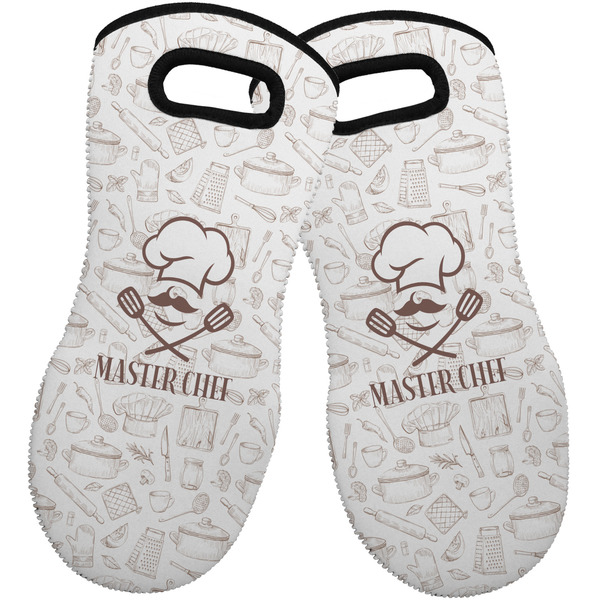 Custom Master Chef Neoprene Oven Mitts - Set of 2 w/ Name or Text