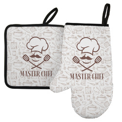 Master Chef Left Oven Mitt & Pot Holder Set w/ Name or Text