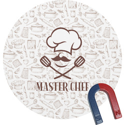 Master Chef Round Fridge Magnet (Personalized)