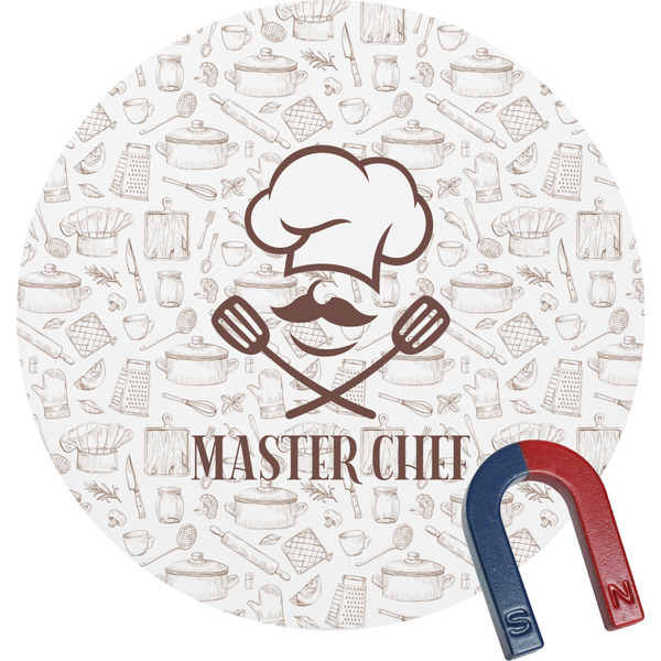 Custom Master Chef Round Fridge Magnet (Personalized)