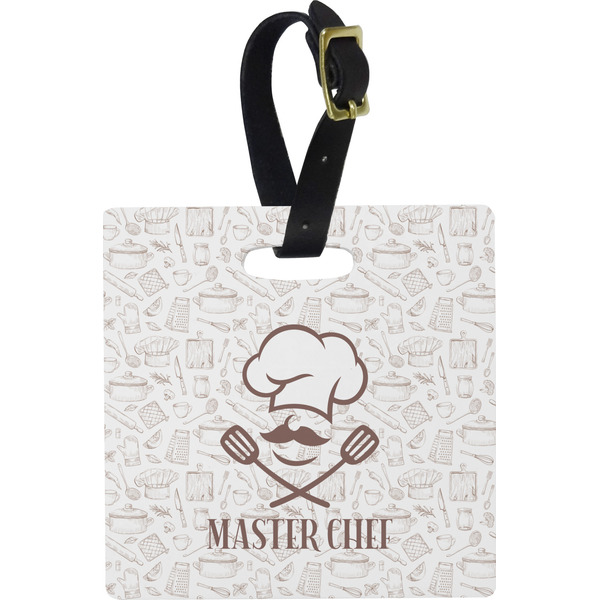 Custom Master Chef Plastic Luggage Tag - Square w/ Name or Text