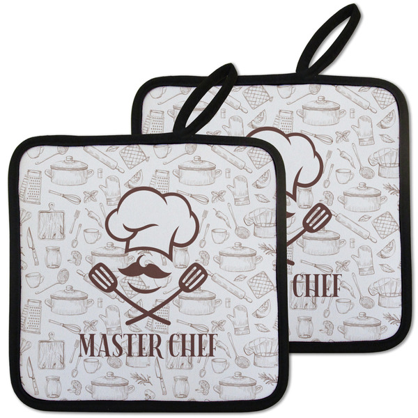 Custom Master Chef Pot Holders - Set of 2 w/ Name or Text