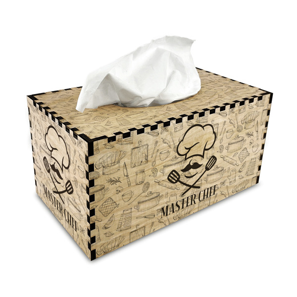 Master Chef Rectangle Tissue Box Covers - Wood - with tissue